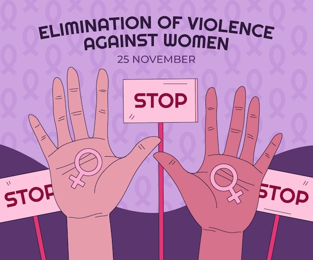 Hand drawn international day for the elimination of violence against women illustration