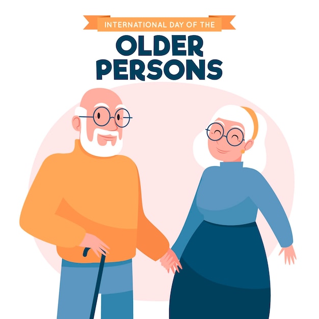 Vector hand drawn international day of the older persons background