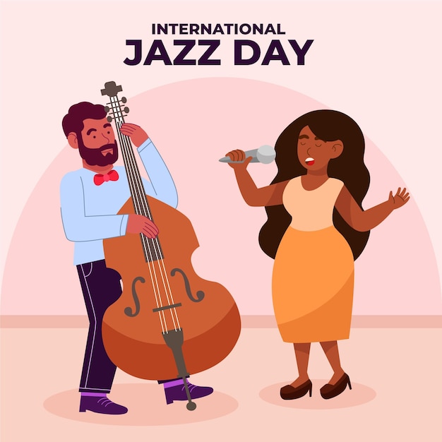 Hand drawn international jazz day illustration