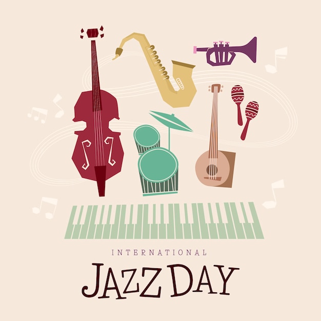 Hand drawn international jazz day illustration