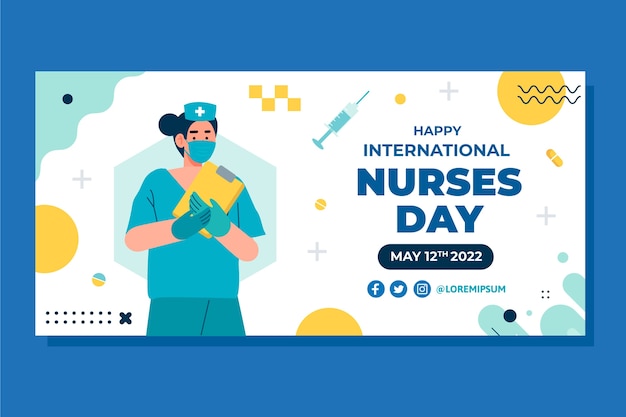 Hand drawn international nurses day horizontal banner template