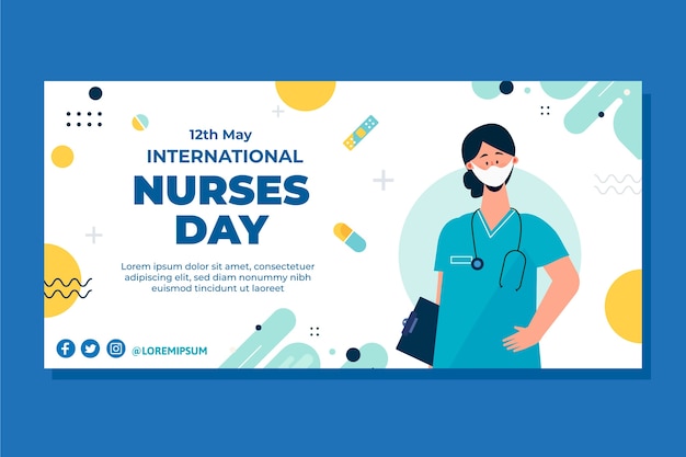 Hand drawn international nurses day horizontal banner template