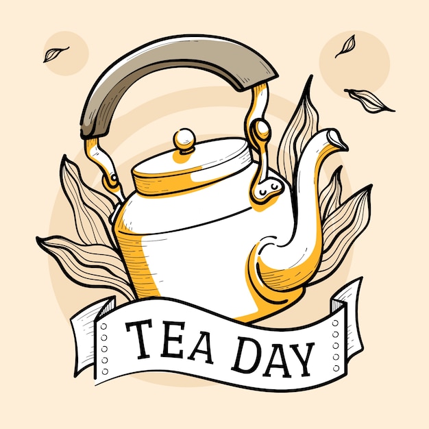 Hand drawn international tea day illustration