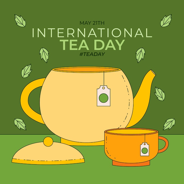 Hand drawn international tea day illustration