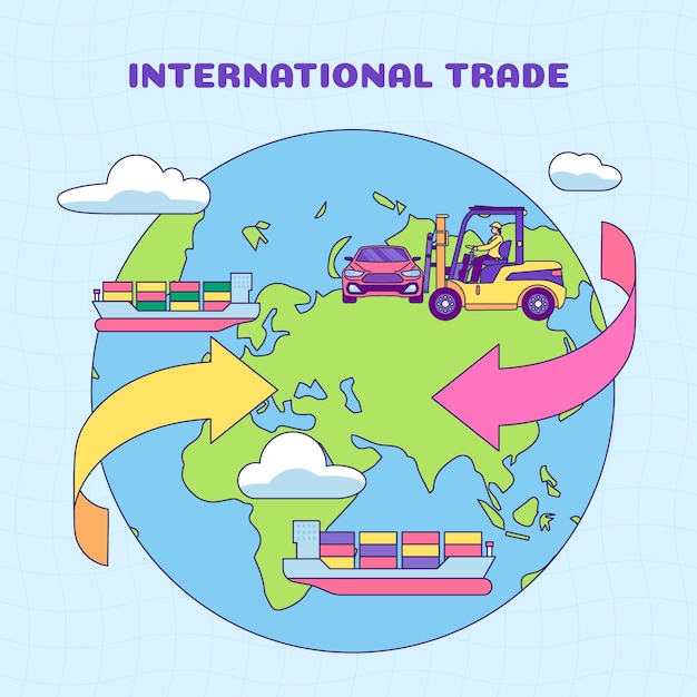 Hand drawn international trade illustration