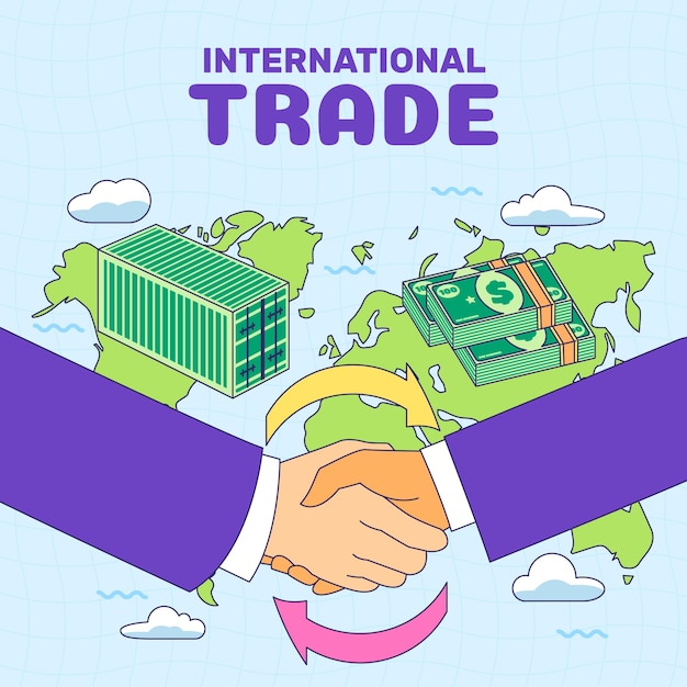 Hand drawn international trade illustration