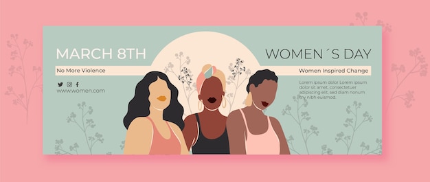 Hand drawn international women's day social media cover template