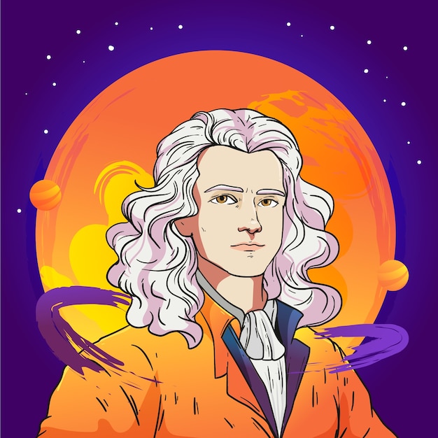 Hand drawn isaac newton illustration