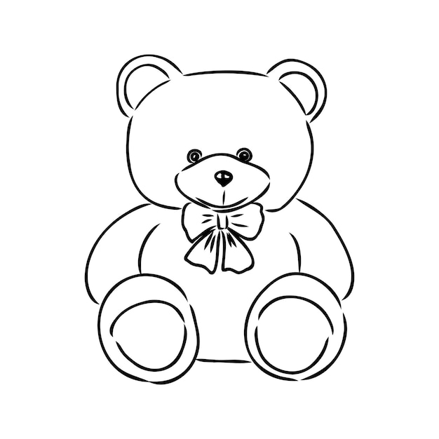 Hand drawn isolated Teddy bear Doodle vector illustration