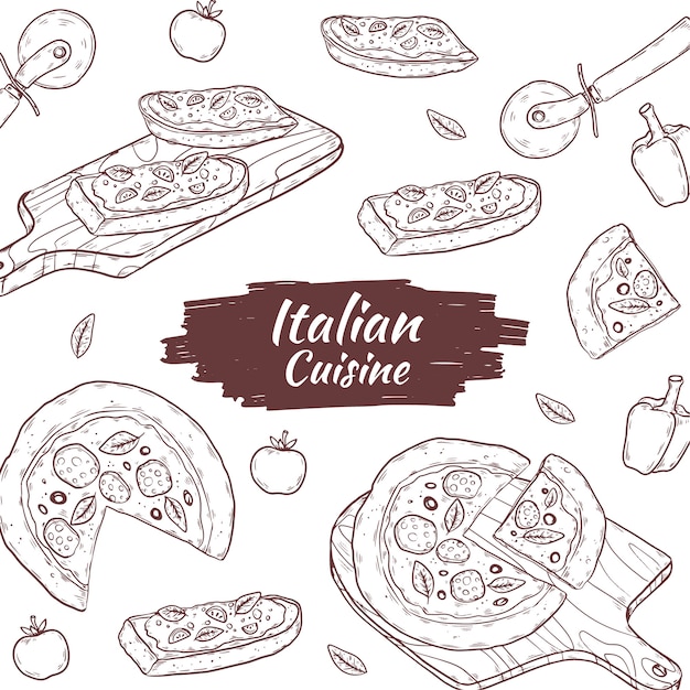 Hand drawn italian cuisine illustration