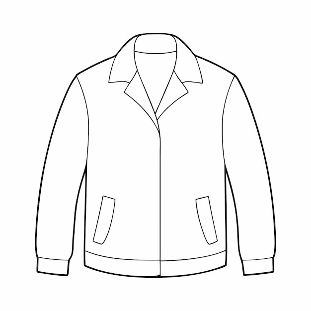 Hand drawn jacket outline on white background Clothing costumes Education and school kids coloring page