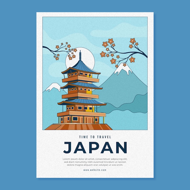 Hand drawn japan  travel poster