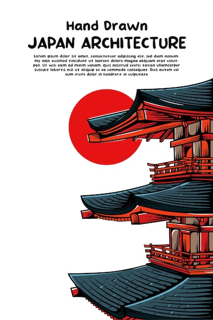 hand drawn japanese architecture vector illustration 002