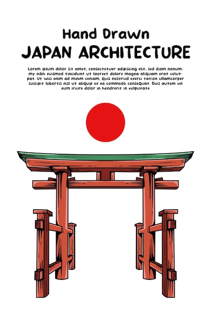 hand drawn japanese architecture vector illustration 004