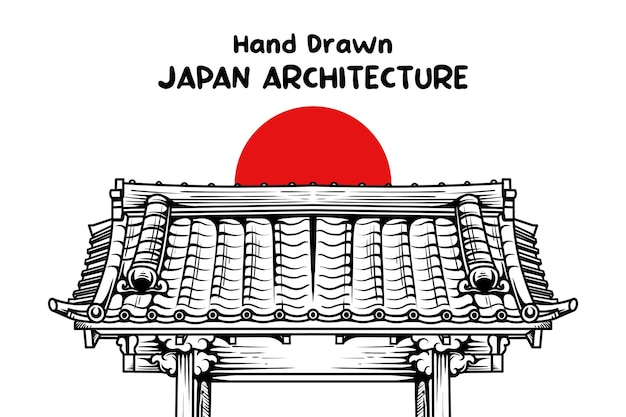 hand drawn japanese architecture vector illustration 009