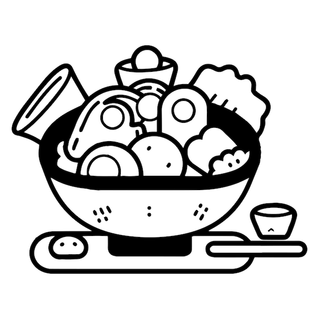 Hand Drawn Japanese food in doodle style