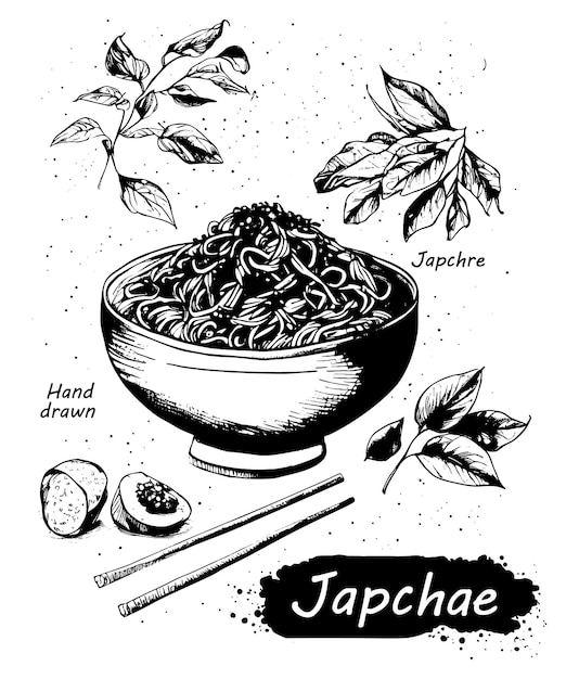 Hand drawn Japchae