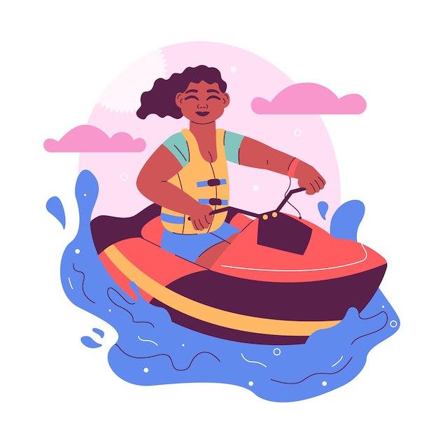 Hand drawn jet ski illustration