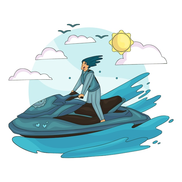 Hand drawn jet ski illustration