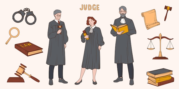 Hand drawn judge element set collection