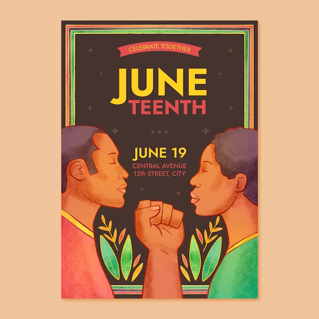 Hand drawn juneteenth vertical poster template