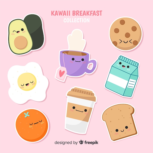 Hand drawn kawaii breakfast pack