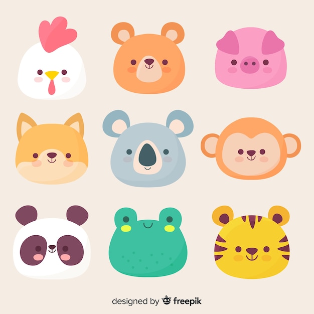 Hand drawn kawaii characters collection