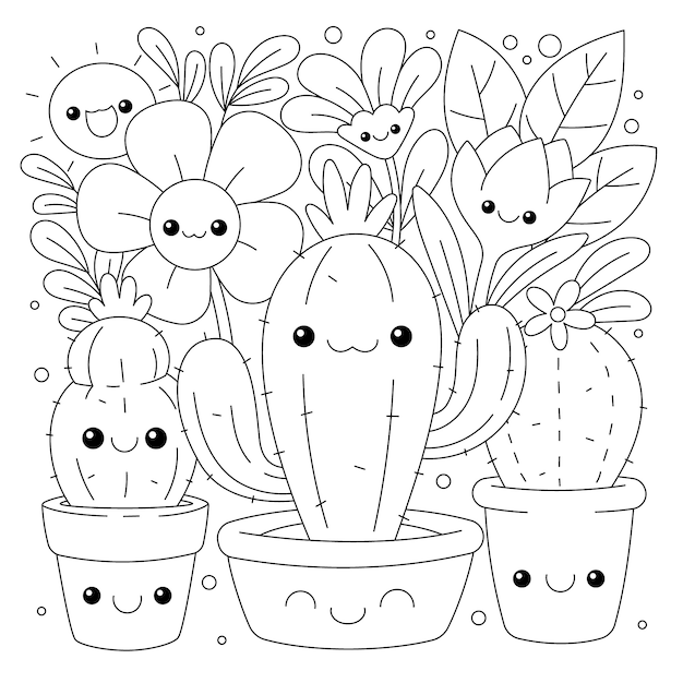 Hand drawn kawaii illustration