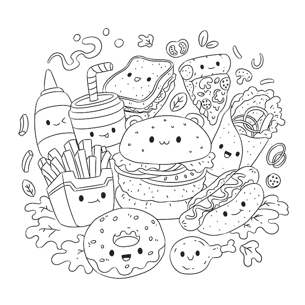 Hand drawn kawaii illustration