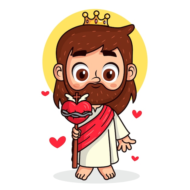 Hand drawn kawaii jesus illustration