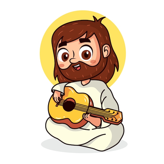 Hand drawn kawaii jesus illustration