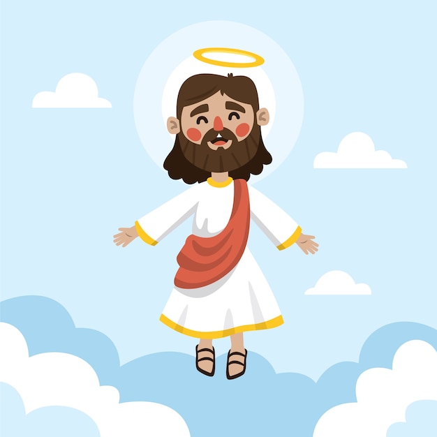 Hand drawn kawaii jesus illustration