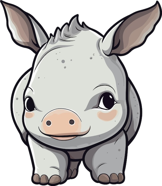 Hand drawn kawaii Rhinoceros sticker