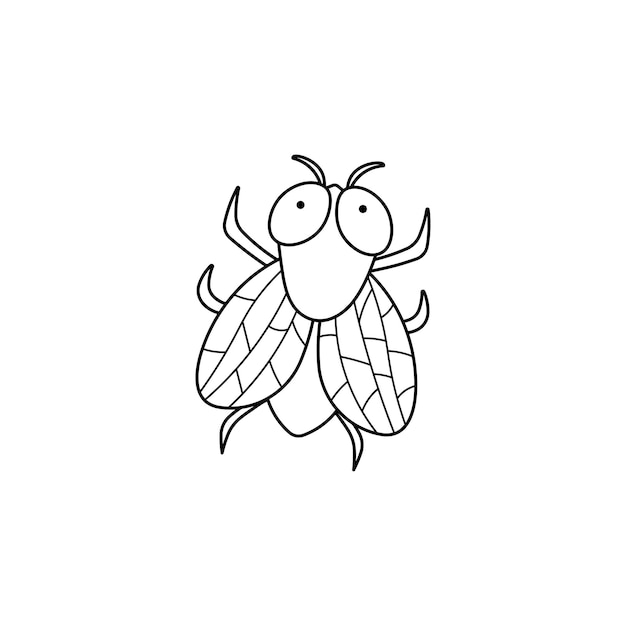 Hand drawn Kids drawing Cartoon Vector illustration fly icon Isolated on White Background