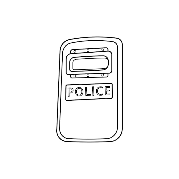 Hand drawn kids drawing Vector illustration Police shield flat cartoon isolated