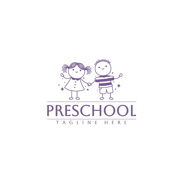 Hand drawn Kindergarten school or preschool logo day care logo child care logo