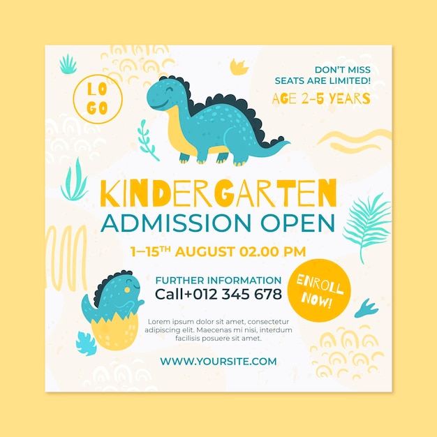 Hand drawn kindergarten squared flyer