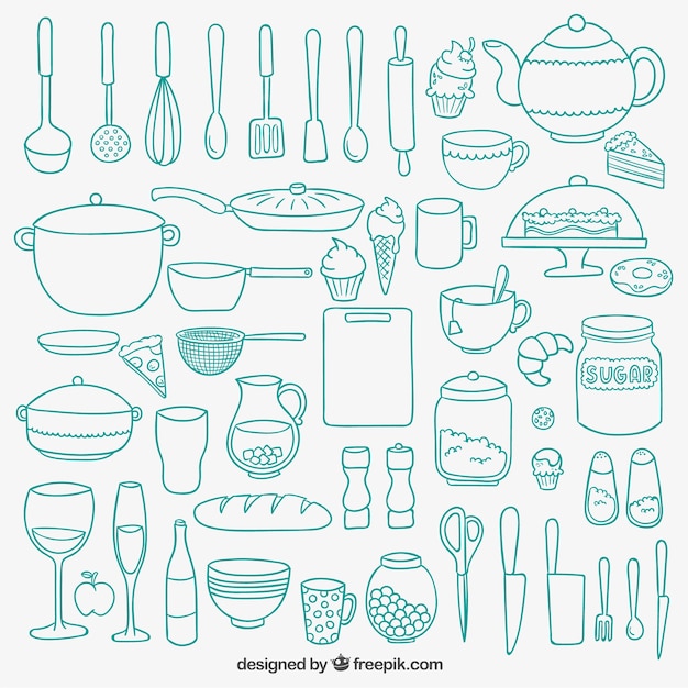 Hand drawn kitchenware