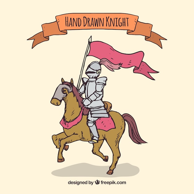 Hand drawn knight armor with horse 