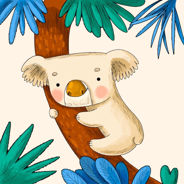 Hand drawn koala cartoon illustration