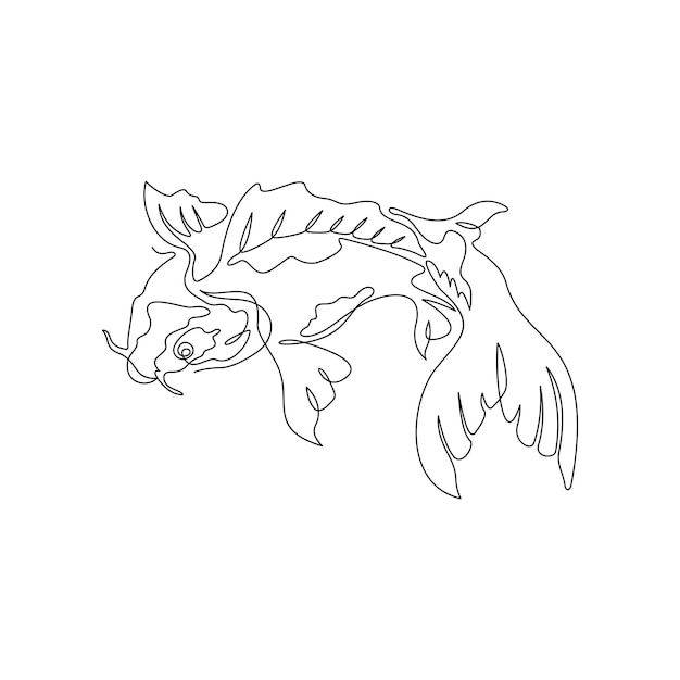 Hand Drawn Koi Fish With Continuous Lines