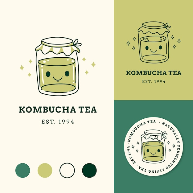 Hand drawn kombucha logo design