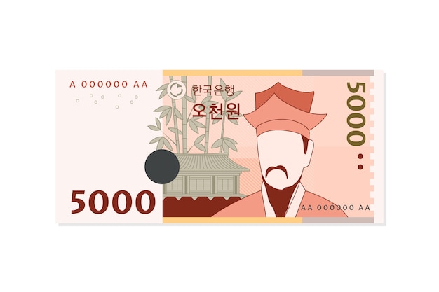 Hand drawn korean money illustration