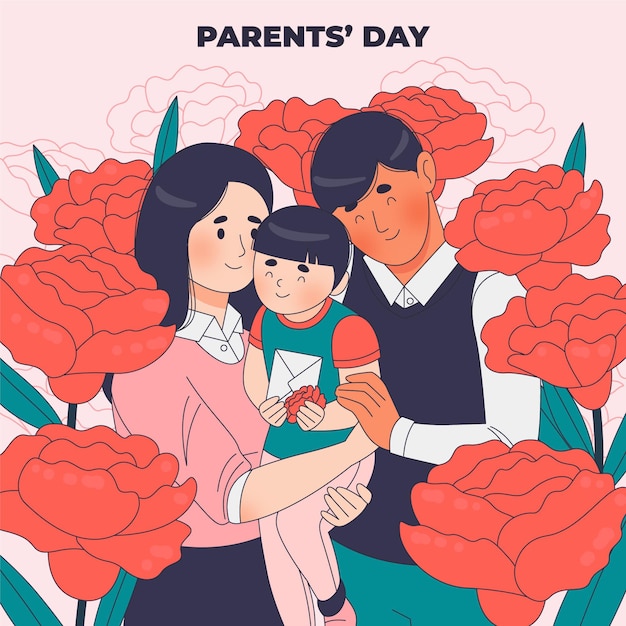 Hand drawn korean parents' day illustration