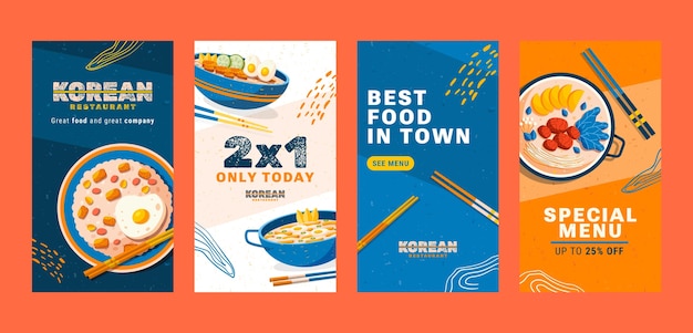 Hand drawn korean restaurant instagram stories