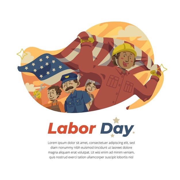 Vector hand drawn labor day illustration