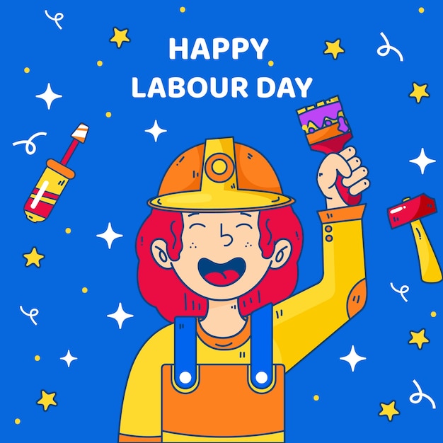 Hand drawn labour day illustration