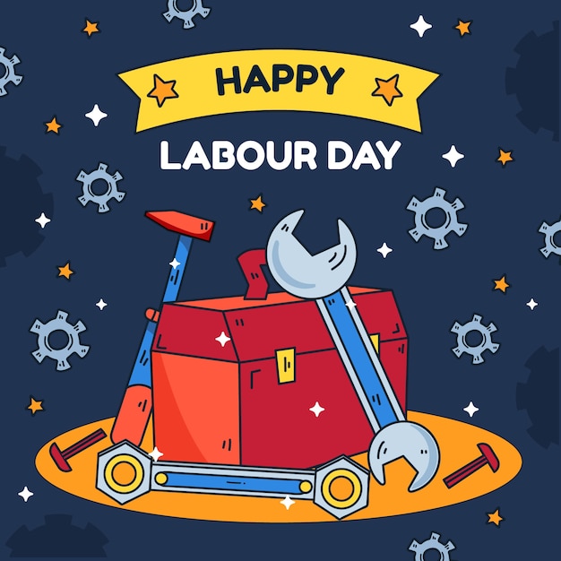 Hand drawn labour day illustration