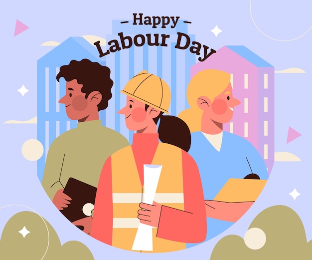 Hand drawn labour day illustration