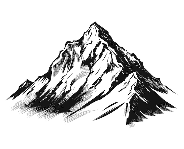 hand drawn landscape mountain sketch design